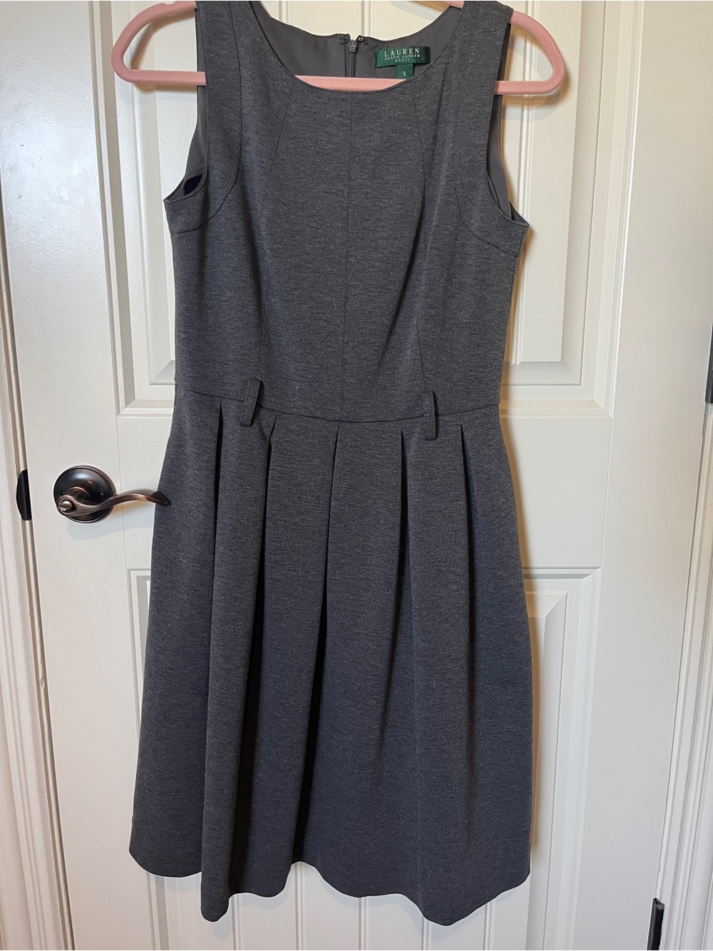 Lauren Ralph Lauren Charcoal Gray Pleated Midi Dress
